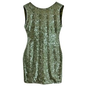 Alice + Olivia Chartreuse Sequin Mini Sheath Dress